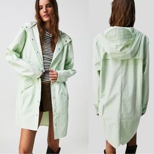 NWT Rains Long Jacket In Color Mineral Size Large Free People Collaboration